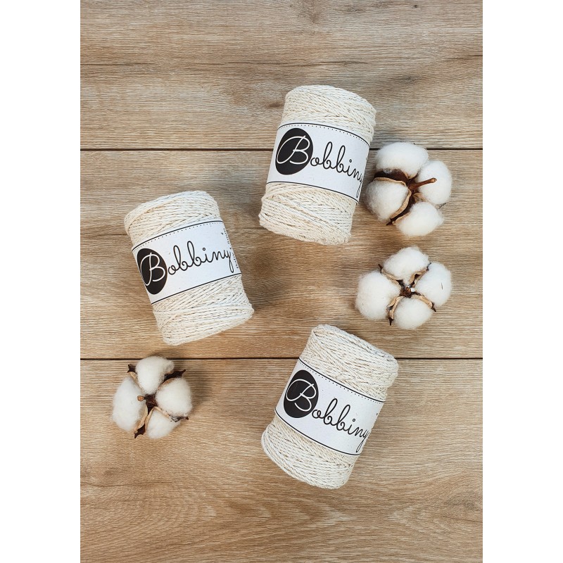 Golden Natural macrame cotton rope 3ply 1.5mm 100m | Bobbiny