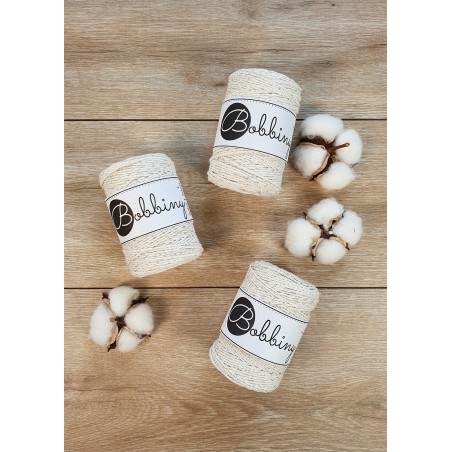 Golden Natural macrame cotton rope 3ply 1.5mm 100m | Bobbiny