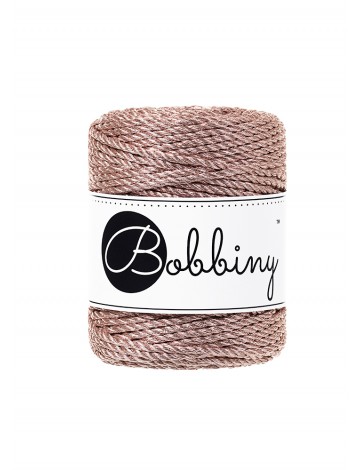 Metallic Rose Gold 3ply Macrame Rope 3mm 50m | BOBBINY