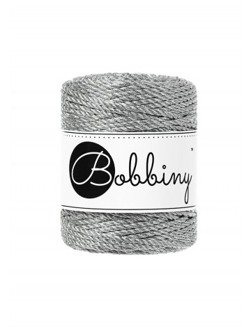 Metallic Silver 3ply Makramee-schnur 3 mm 100m | Bobbiny