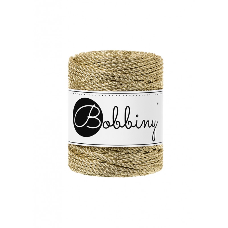 Metallic Gold 3ply Makramee-schnur 3 mm 100m | Bobbiny