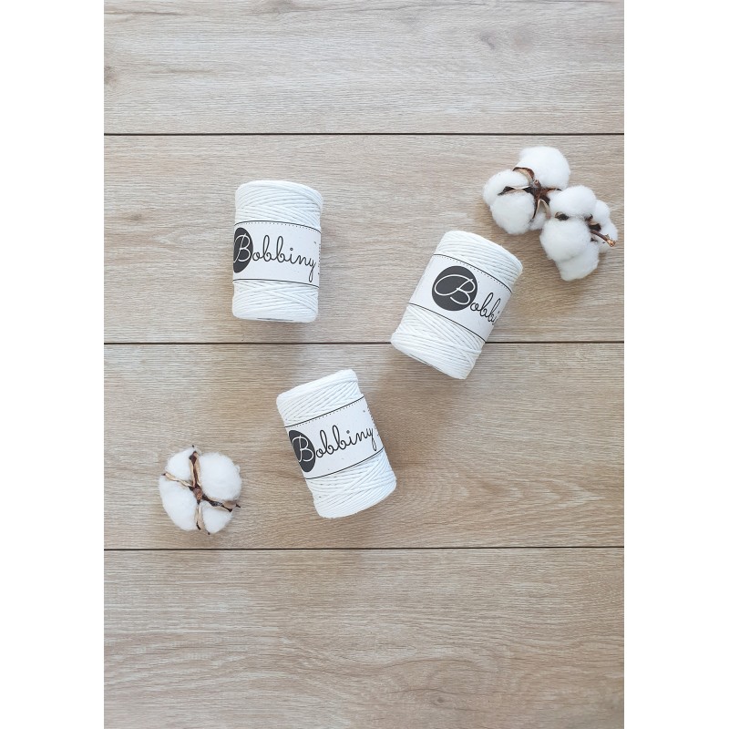 Off White single twist macrame cotton cord 1.5mm 100m | BOBBINY