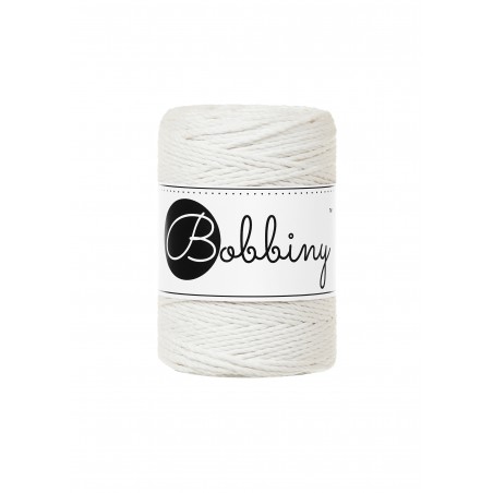 Off White macrame cotton rope 3ply 1.5mm 100m | Bobbiny