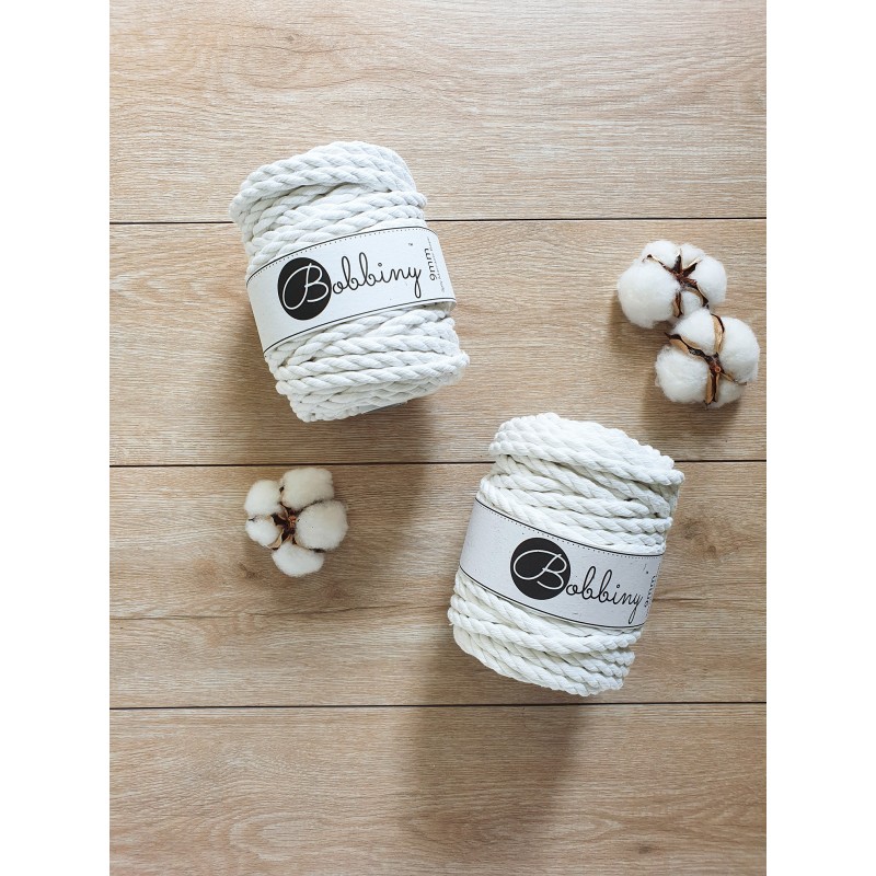 Off White 3ply Macrame Rope 9mm 30m | BOBBINY