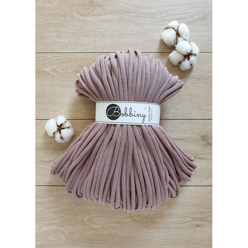 Mauve cotton cord 9mm jumbo 100m | BOBBINY