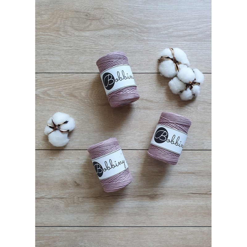 Mauve single twist macrame cotton cord 1.5mm 100m | BOBBINY