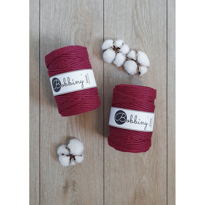 Wine Red Makramee-Kordel 5 mm 100m | Bobbiny