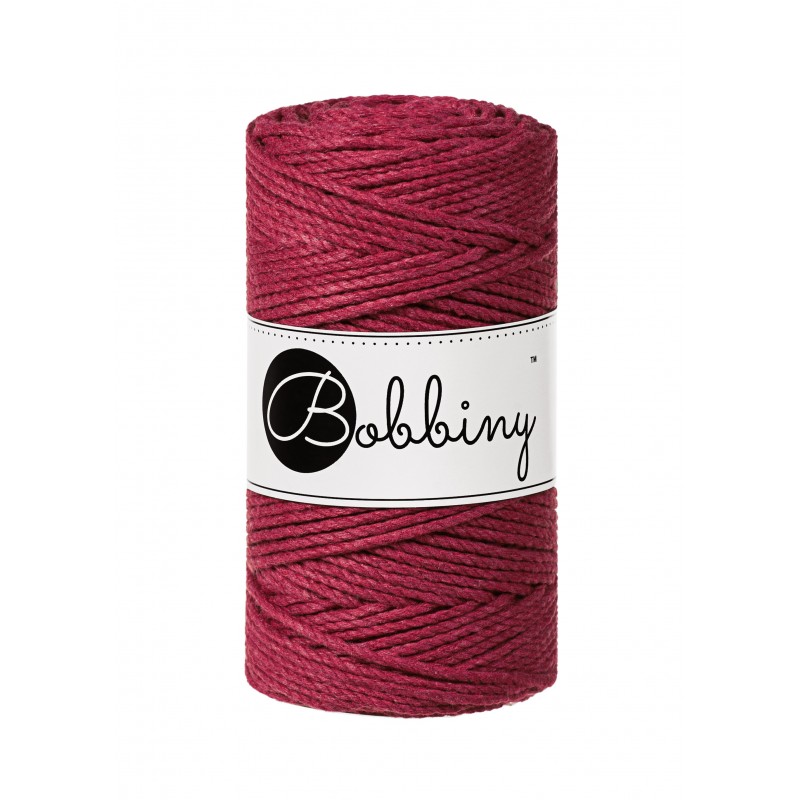 Wine Red Macrame Rope 3ply 3mm 100m | BOBBINY