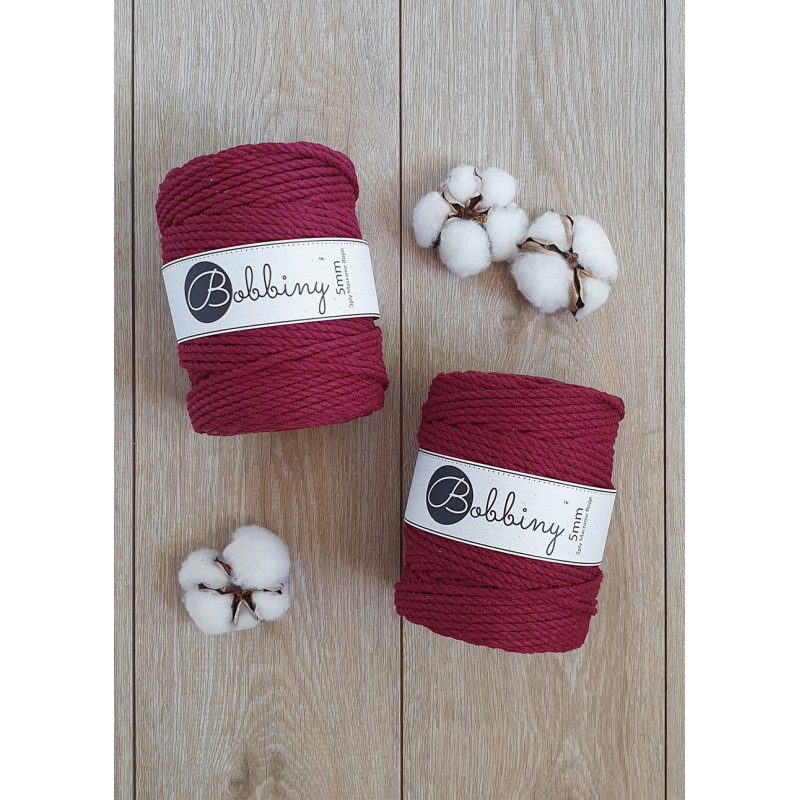 Wine Red 3ply Macrame Rope 5mm 100m | BOBBINY