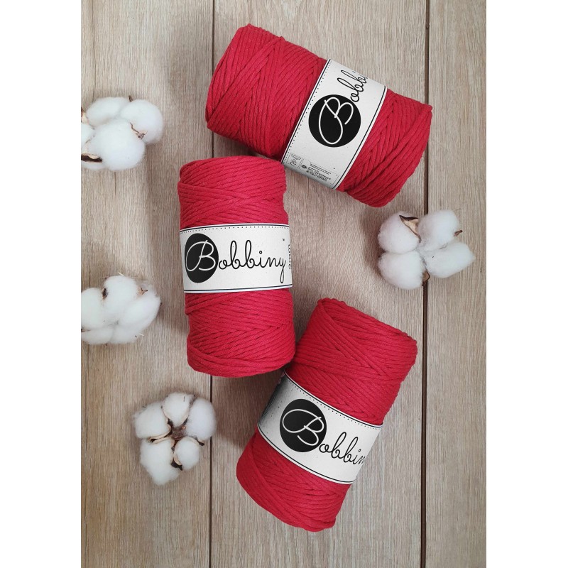 Classic Red Makramee-Kordel 3mm 100m Bobbiny