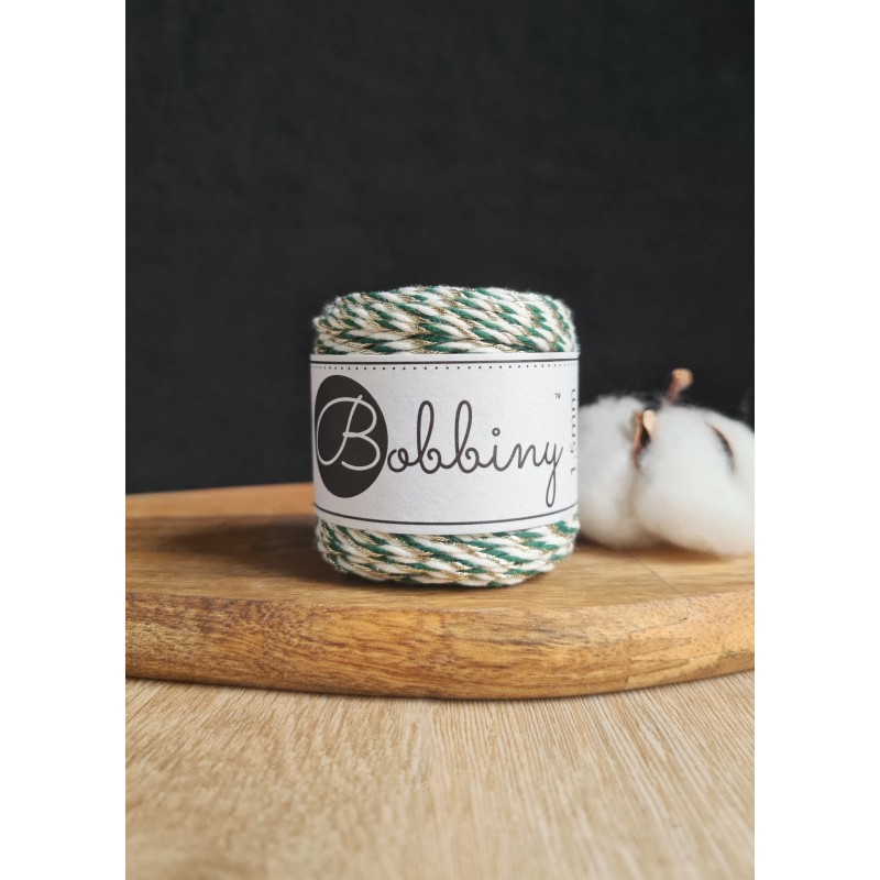Holiday Green makramee-kordel 3ply 1.5mm 100m | Bobbiny