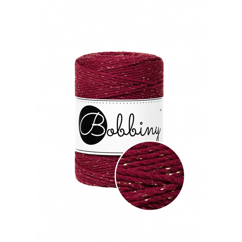 Golden Wine Red macrame cotton rope 3ply 1.5mm 100m | Bobbiny