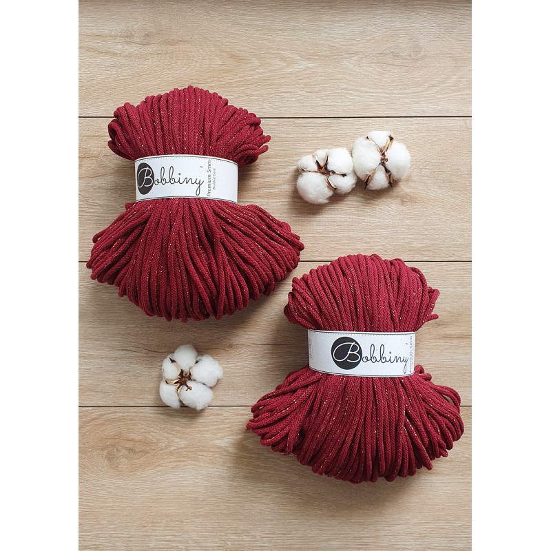 Golden Wine Red cotton cord 5mm100m |BOBBINY