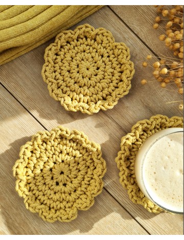 Sous-verre en Macramé en forme de fleur