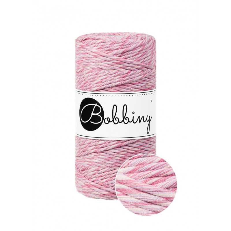 Malinowy Shake bawełniany sznurek 3mm 100m| BOBBINY