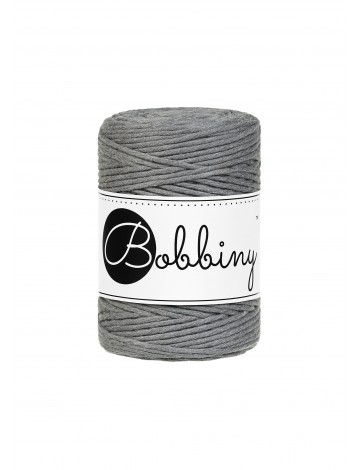 Stone Grey single twist macrame cotton cord 1.5mm 100m | BOBBINY