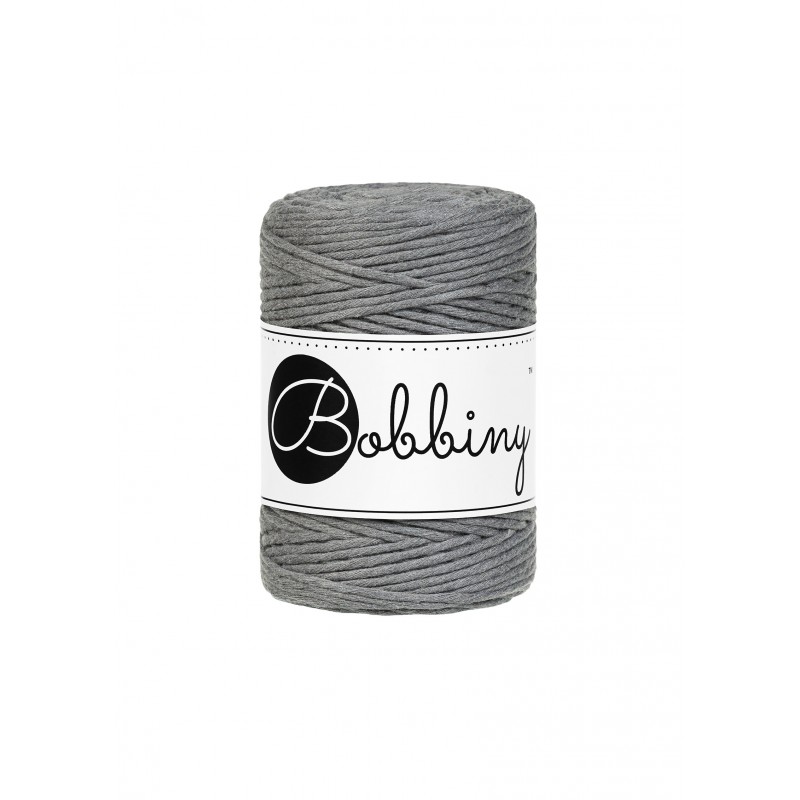 Stone Grey single twist macrame cotton cord 1.5mm 100m | BOBBINY