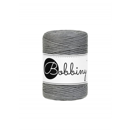 Stone Grey single twist macrame cotton cord 1.5mm 100m | BOBBINY