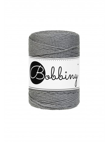 Stone Grey macrame cotton rope 3ply 1.5mm 100m | Bobbiny