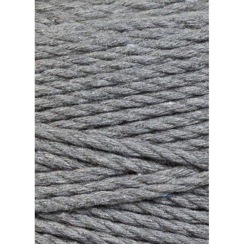 Stone Grey macrame cotton rope 3ply 1.5mm 100m | Bobbiny