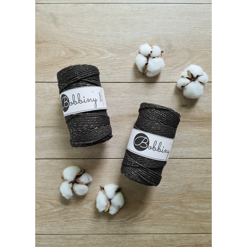 Golden Espresso | Corde torsadée 3ply 3mm 100m | Bobbiny