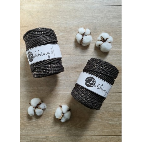 Espresso ze Złotą Nitką 3ply potrójnie skręcany 5mm 100m | BOBBINY
