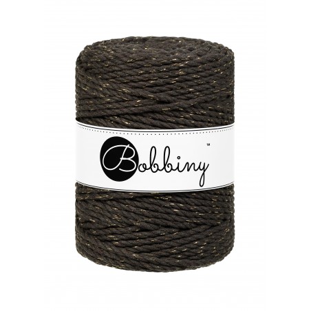Espresso ze Złotą Nitką 3ply potrójnie skręcany 5mm 100m | BOBBINY