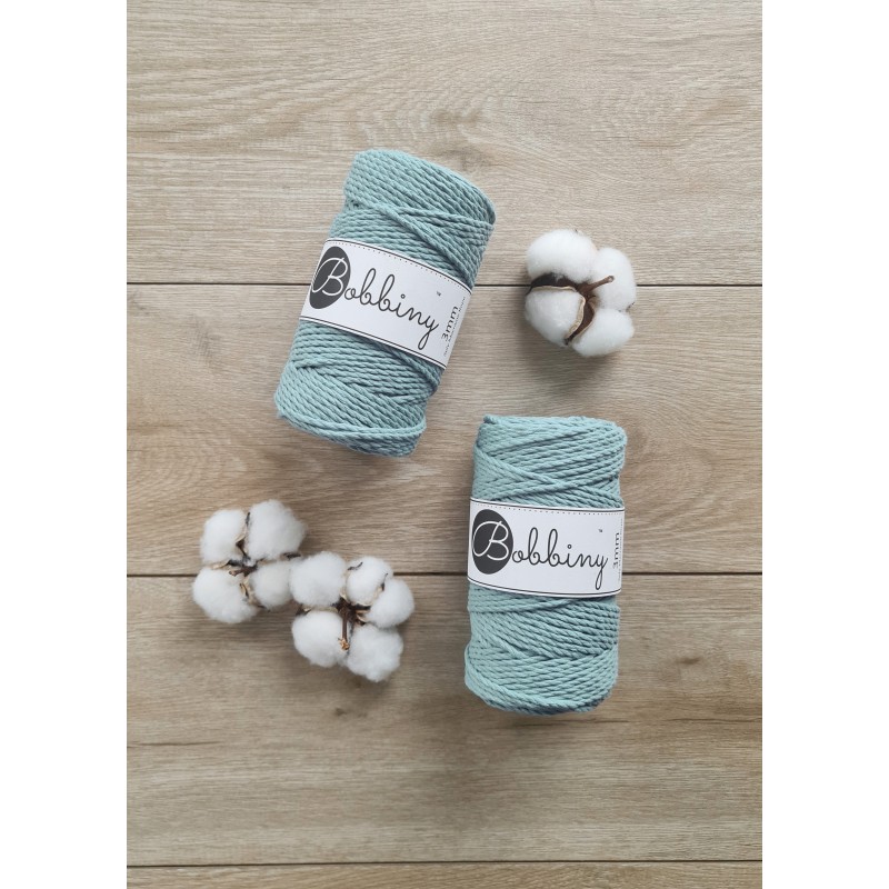 Duck Egg Blue Macrame Rope 3ply 3mm 100m | BOBBINY