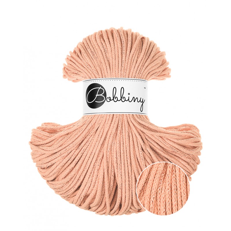 Unicolor Peach Fuzz cotton cord 3mm 100m | BOBBINY
