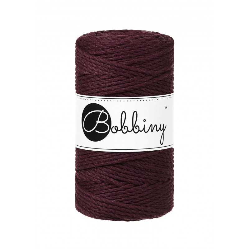 Burgundowy sznurek 3ply potrójnie skręcany 3mm | BOBBINY