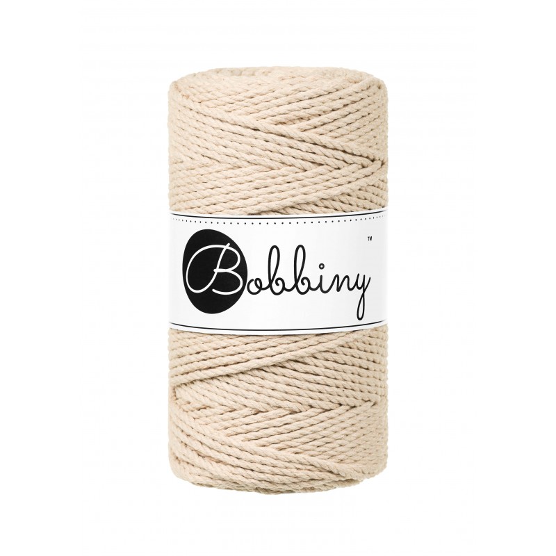 Warm Beige Macrame Rope 3ply 3mm 100m | BOBBINY