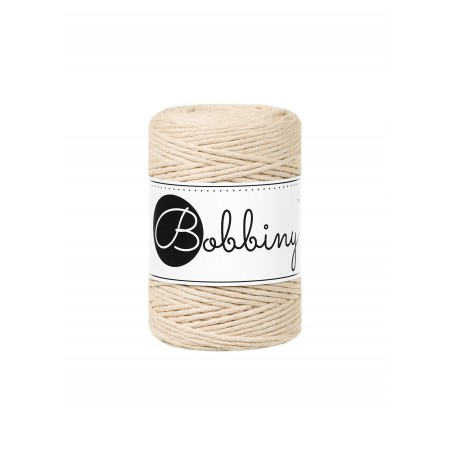 Warm Beige single twist macrame cotton cord 1.5mm 100m | BOBBINY
