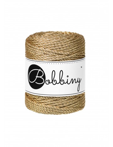 Satin Gold | Sznurek do Makramy 3ply 3mm 50m | BOBBINY