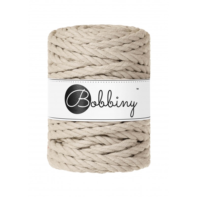 Beige | Corde torsadée 3ply  9mm 100m | Bobbiny