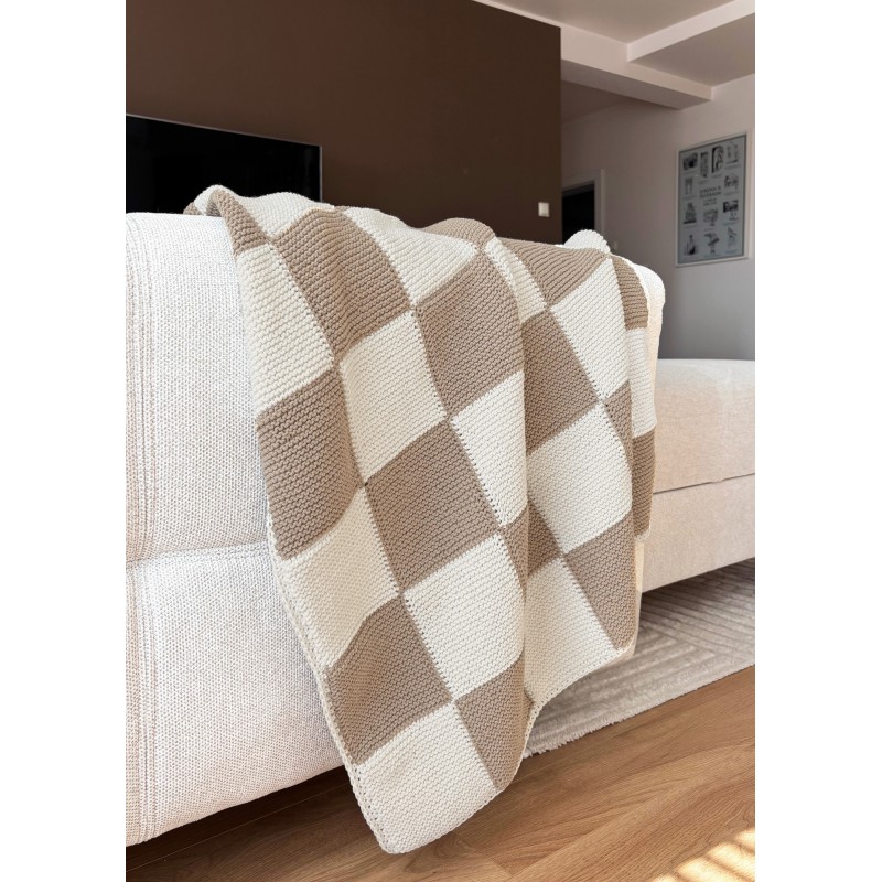 Couverture à carreaux| Modèle gratuit | Bobinny| Tricot