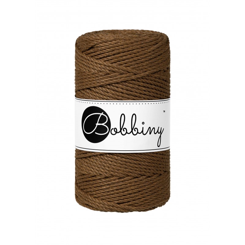 Nut Brown Macrame Rope 3ply 3mm 100m | BOBBINY