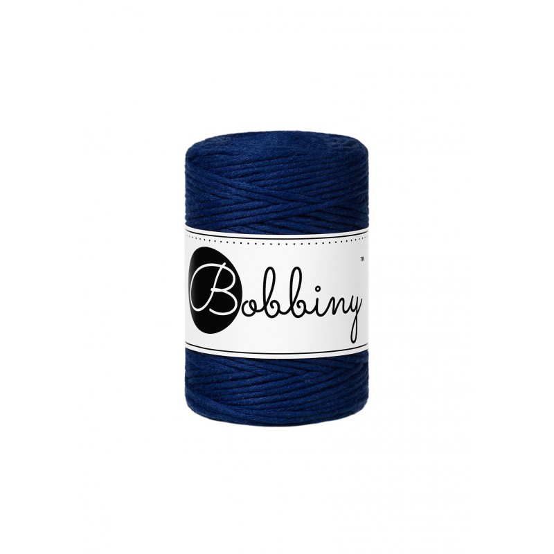 Ink Blue single twist macrame cotton cord 1.5mm 100m | BOBBINY