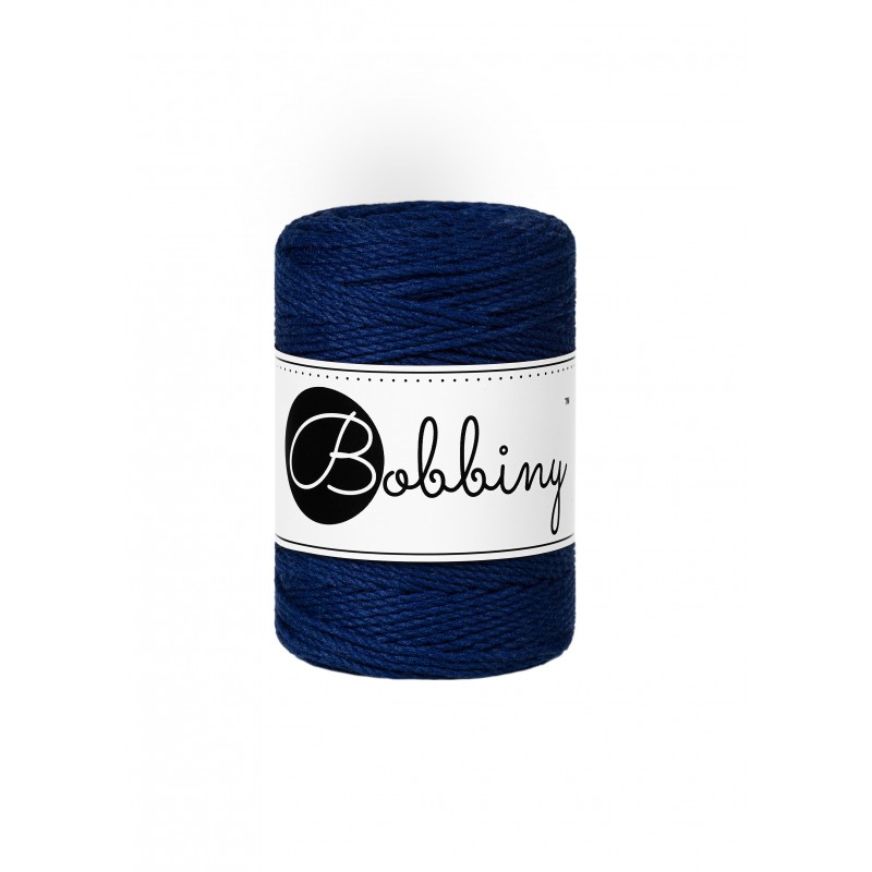 Ink Blue macrame cotton rope 3ply 1.5mm 100m | Bobbiny