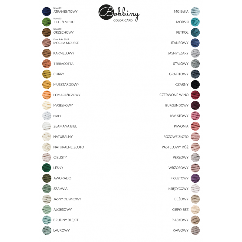 BOBBINY: karta kolorystyczna do pobrania - poznaj sznurki Bobbiny!