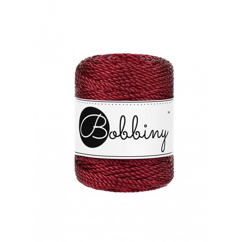 Metallic Red 3ply Macrame Rope 3mm 50m | BOBBINY