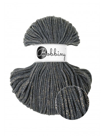 Shiny Charcoal cotton cord 3mm 100m | BOBBINY
