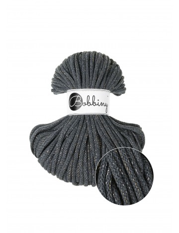 Shiny Charcoal Braided Cord 5mm 50m | BOBBINY