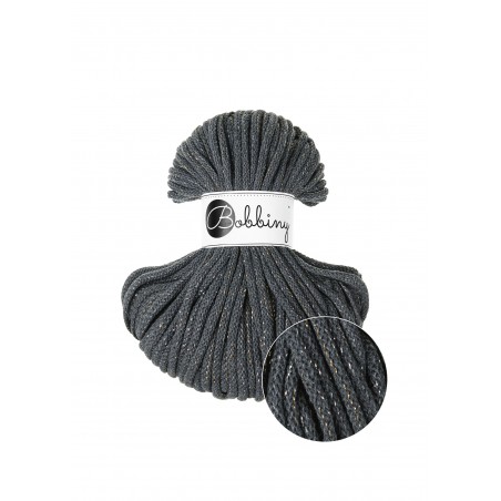 Shiny Charcoal Braided Cord 5mm 50m | BOBBINY