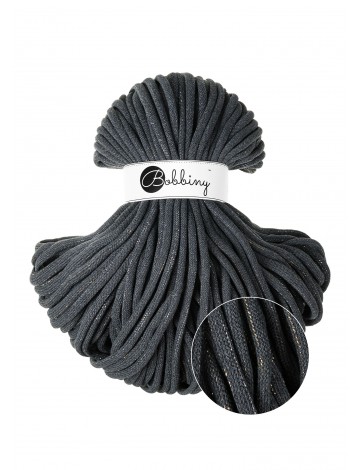 Shiny Charcoal cotton cord 9mm jumbo 100m | BOBBINY