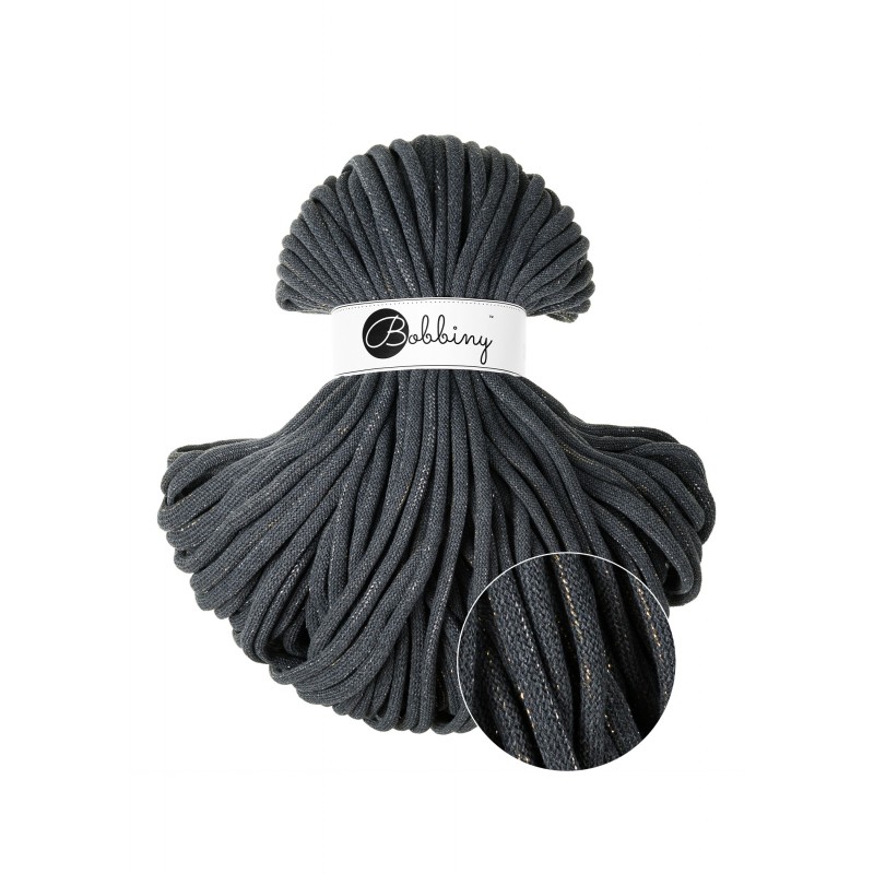 Shiny Charcoal cotton cord 9mm jumbo 100m | BOBBINY