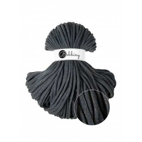 Lśniący Grafitowy sznurek bawełniany jumbo 9mm | BOBBINY